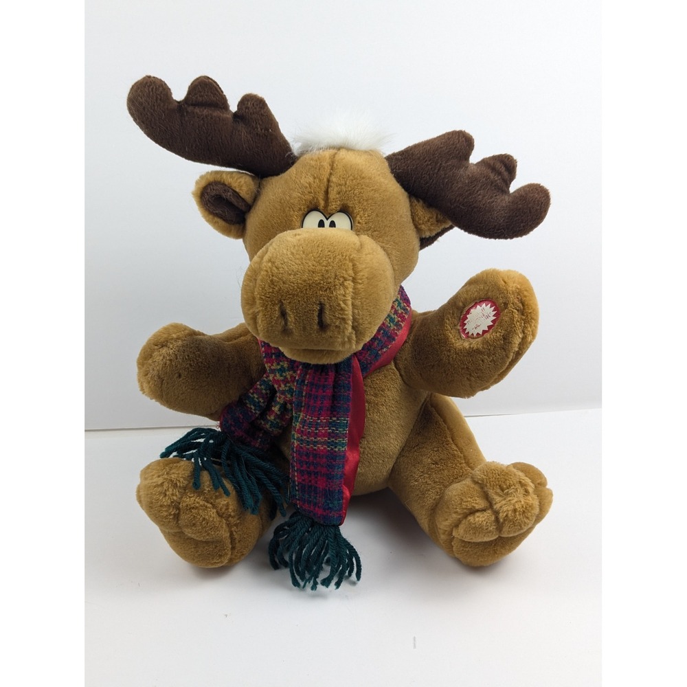 Animated Moose Plush Stuffed Animal Christmas Scarf‎ Jingle Bells Toy
